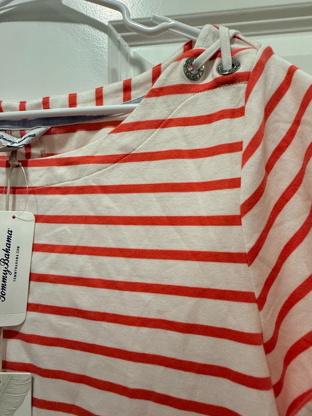 Tommy Bahama Red and White Striped Short Sleeve Tee - Picture 4 of 14